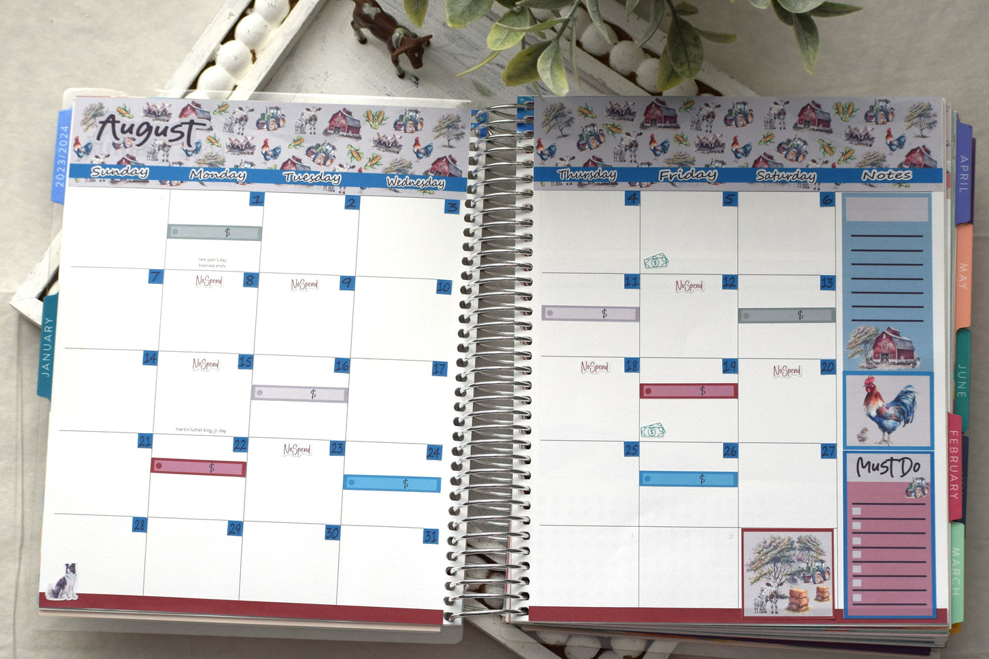 Monthly Header Planner Sticker Sheet for Erin Condren| TBM Live Rich Planners Farm Life