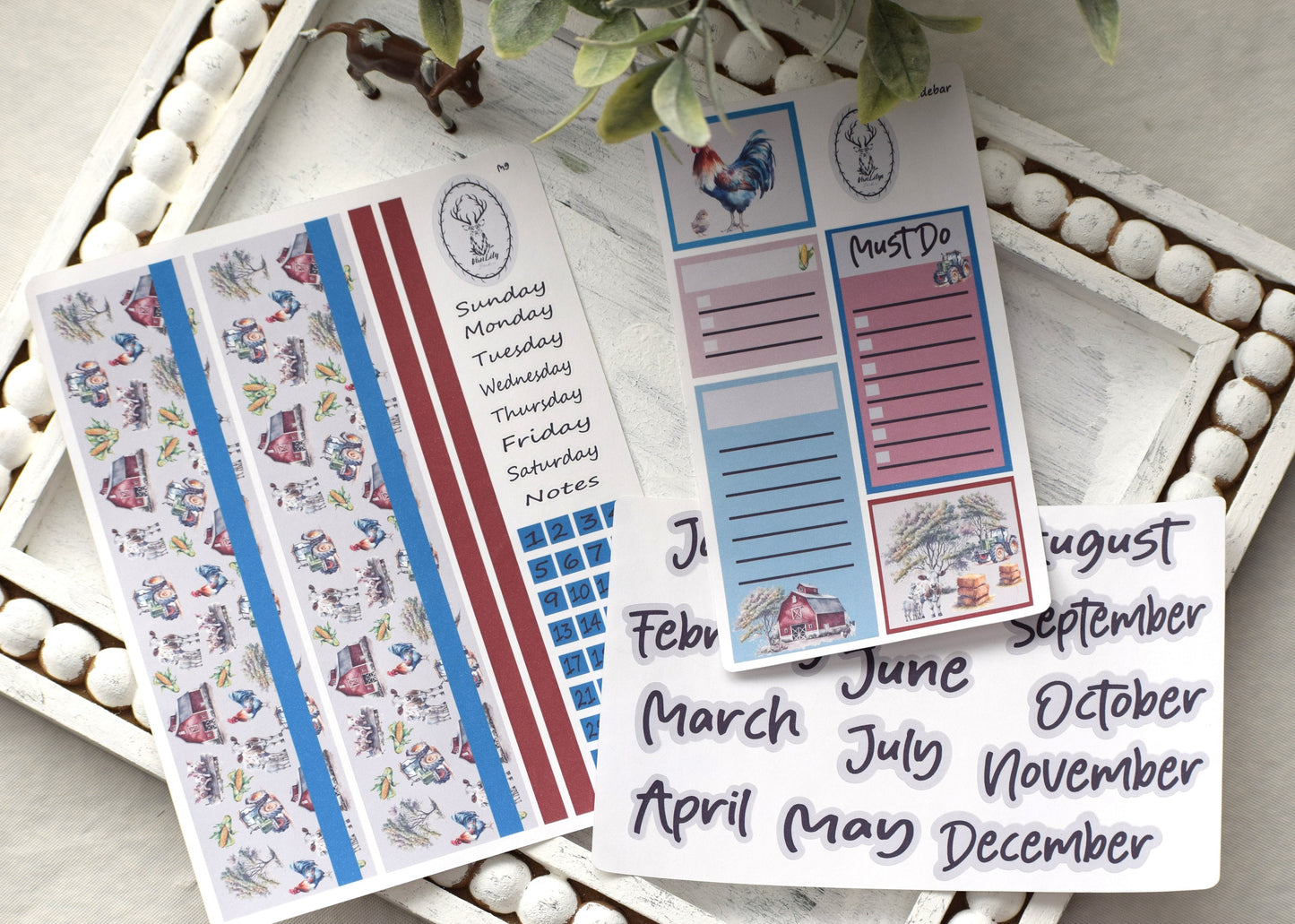 Monthly Header Planner Sticker Sheet for Erin Condren| TBM Live Rich Planners Farm Life