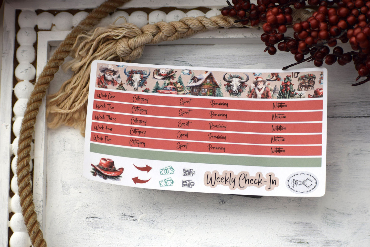 Budget Sticker Kit, Western Christmas