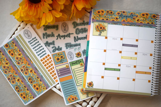 Monthly Header Planner Sticker Sheet for Erin Condren| TBM Live Rich Planners, Sunflowers