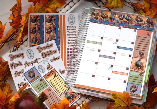 Monthly Header Planner Sticker Sheet for Erin Condren| TBM Live Rich Planners, Turkeys!